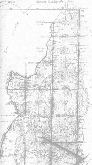 A detail from an old map of Rancho Arroyo de la Laguna